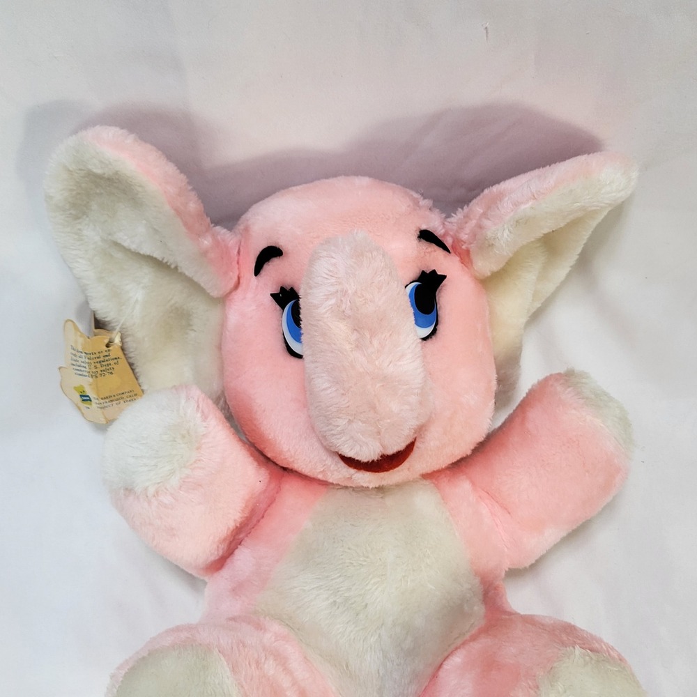VTG 1970s Dakin Nature Babies Bimbo Elephant Pink Plush Stuffed Animal w Tag